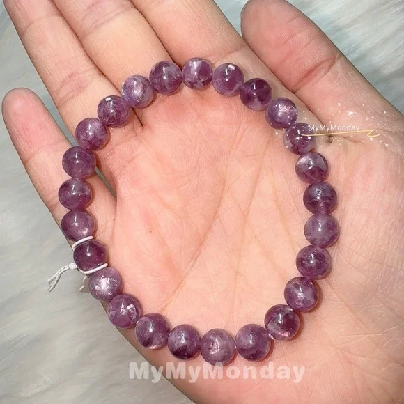 Lepidolite Bracelet 7mm Purple Mica - Picture 2 of 5